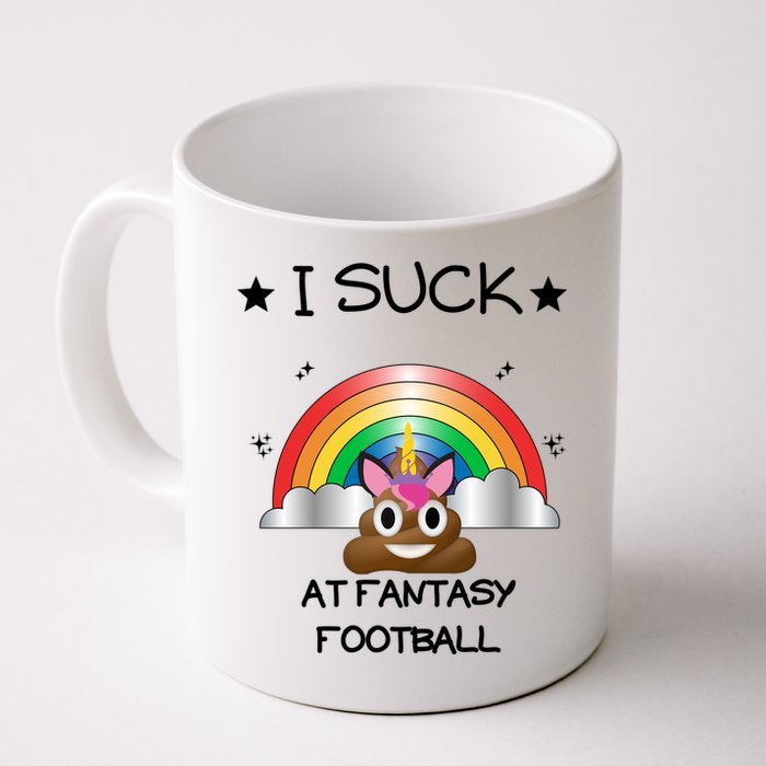 Funny I Suck At Fantasy Football Poop Unicorn Punishment Design Mug