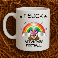 Funny I Suck At Fantasy Football Poop Unicorn Punishment Design Mug