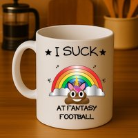 Funny I Suck At Fantasy Football Poop Unicorn Punishment Design Mug