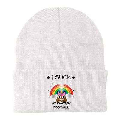 Funny I Suck At Fantasy Football Poop Unicorn Punishment Design Beanie