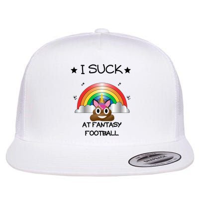 Funny I Suck At Fantasy Football Poop Unicorn Punishment Design Flatbill Hat