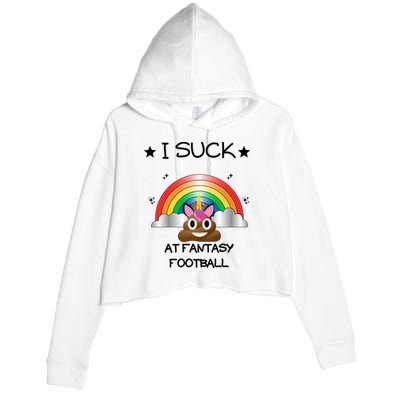 Funny I Suck At Fantasy Football Poop Unicorn Punishment Design Crop Fleece Hoodie