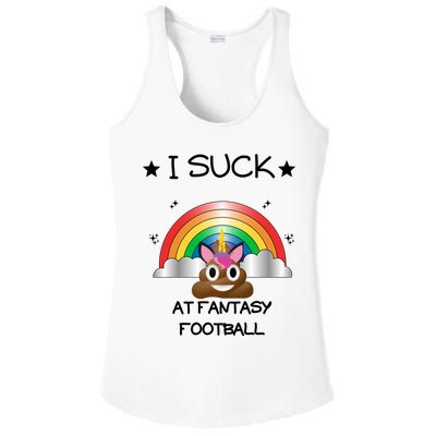 Funny I Suck At Fantasy Football Poop Unicorn Punishment Design Ladies PosiCharge Competitor Racerback Tank