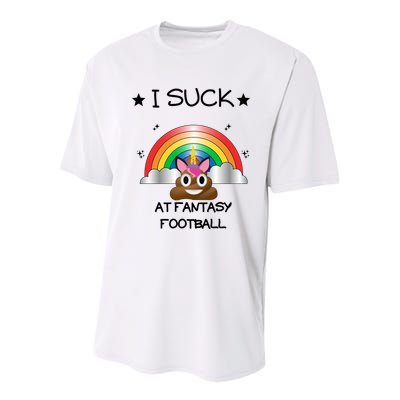 Funny I Suck At Fantasy Football Poop Unicorn Punishment Design Youth Performance Sprint T-Shirt