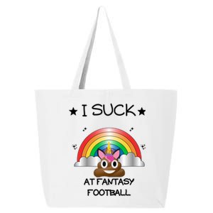 Funny I Suck At Fantasy Football Poop Unicorn Punishment Design 25L Jumbo Tote