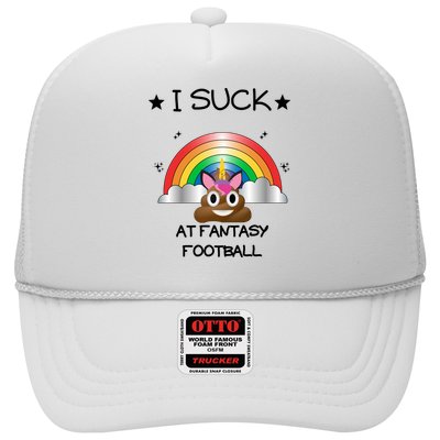 Funny I Suck At Fantasy Football Poop Unicorn Punishment Design Trucker Hat