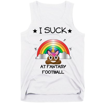 Funny I Suck At Fantasy Football Poop Unicorn Punishment Design Tank Top