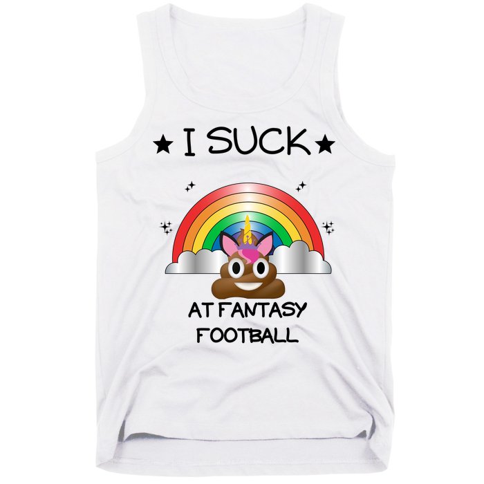 Funny I Suck At Fantasy Football Poop Unicorn Punishment Design Tank Top