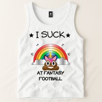 Funny I Suck At Fantasy Football Poop Unicorn Punishment Design Tank Top