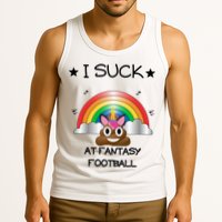 Funny I Suck At Fantasy Football Poop Unicorn Punishment Design Tank Top