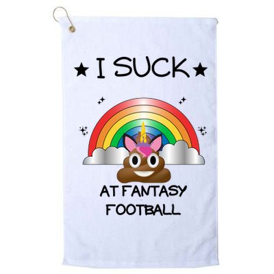 Funny I Suck At Fantasy Football Poop Unicorn Punishment Design Golf Towel