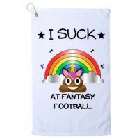 Funny I Suck At Fantasy Football Poop Unicorn Punishment Design Golf Towel