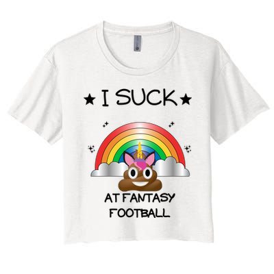Funny I Suck At Fantasy Football Poop Unicorn Punishment Design Crop Top