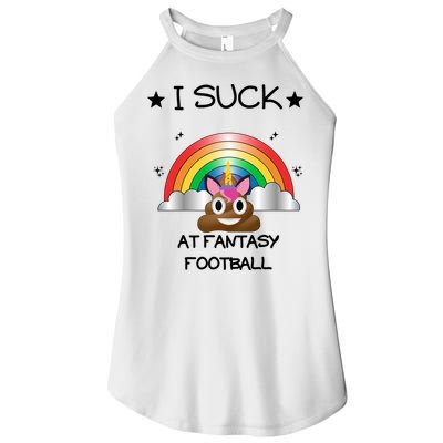 Funny I Suck At Fantasy Football Poop Unicorn Punishment Design Women's Perfect Tri Rocker Tank
