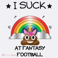 Funny I Suck At Fantasy Football Poop Unicorn Punishment Design Womens T-Shirt