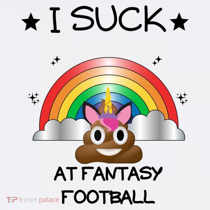 Funny I Suck At Fantasy Football Poop Unicorn Punishment Design Womens T-Shirt