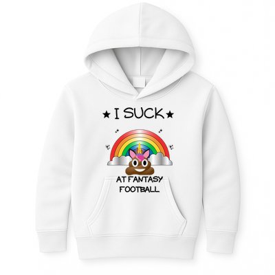 Funny I Suck At Fantasy Football Poop Unicorn Punishment Design Kids Hoodie