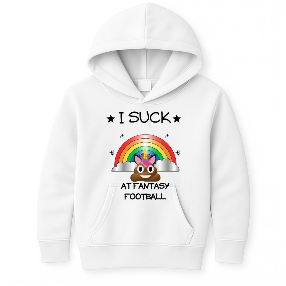 Funny I Suck At Fantasy Football Poop Unicorn Punishment Design Kids Hoodie