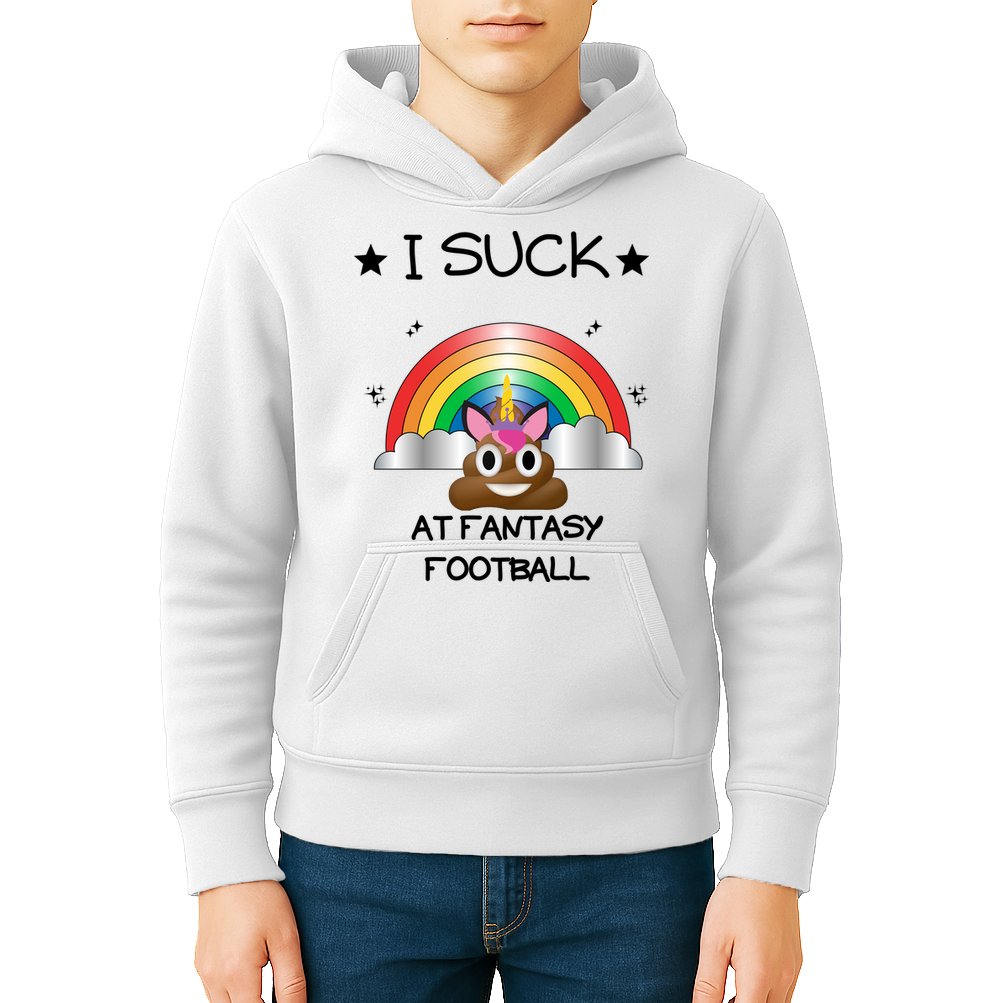 Funny I Suck At Fantasy Football Poop Unicorn Punishment Design Kids Hoodie