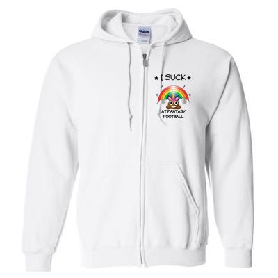 Funny I Suck At Fantasy Football Poop Unicorn Punishment Design Full Zip Hoodie