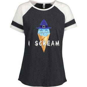 Funny I Scream Ghost Costume Gift Creepy Halloween Enza Ladies Jersey Colorblock Tee