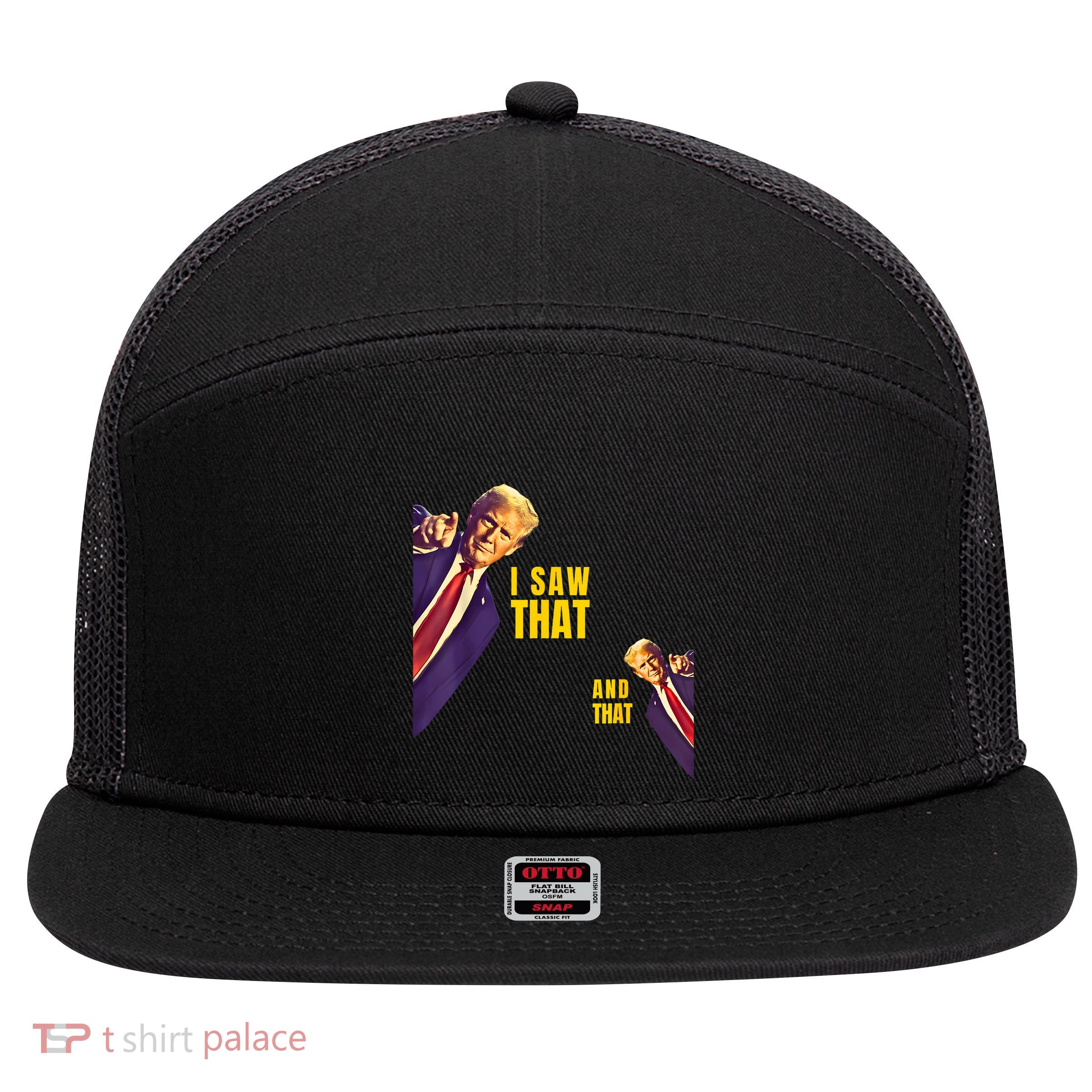 Funny I Saw That Jesus Meme Barron And IM Telling Dad Trump 7 Panel Mesh Trucker Snapback Hat