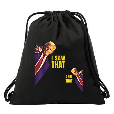 Funny I Saw That Jesus Meme Barron And IM Telling Dad Trump Drawstring Bag