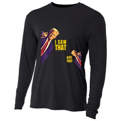Funny I Saw That Jesus Meme Barron And IM Telling Dad Trump Cooling Performance Long Sleeve Crew