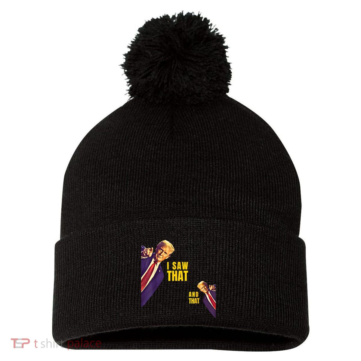 Funny I Saw That Jesus Meme Barron And IM Telling Dad Trump Pom Pom 12in Knit Beanie