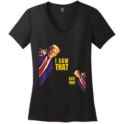 Funny I Saw That Jesus Meme Barron And IM Telling Dad Trump Women's V-Neck T-Shirt