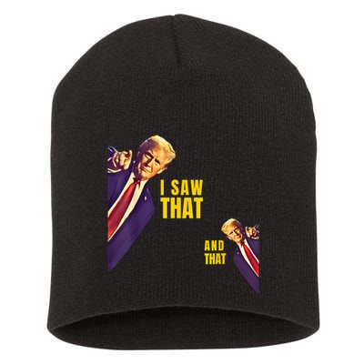 Funny I Saw That Jesus Meme Barron And IM Telling Dad Trump Short Acrylic Beanie