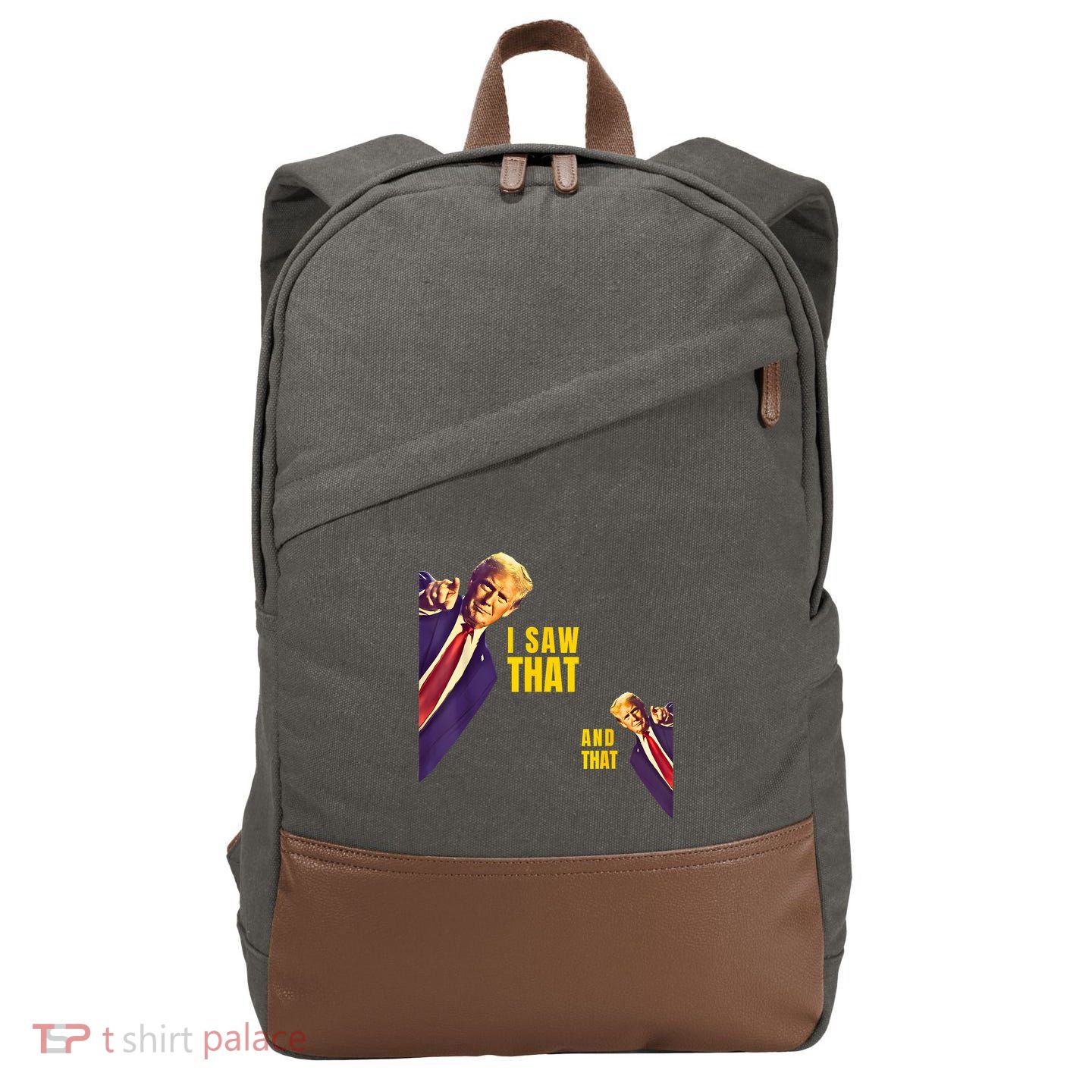 Funny I Saw That Jesus Meme Barron And IM Telling Dad Trump Cotton Canvas Backpack