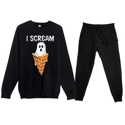 Funny I Scream Spooky Boo Gift Halloween Premium Crewneck Sweatsuit Set