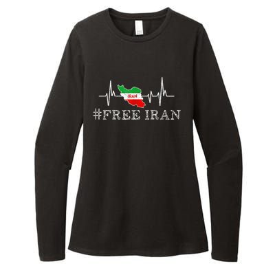 Free Iran Symbol Flag Heartbeat Freedom Love Womens CVC Long Sleeve Shirt