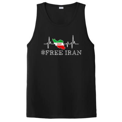 Free Iran Symbol Flag Heartbeat Freedom Love PosiCharge Competitor Tank