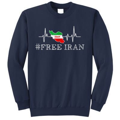 Free Iran Symbol Flag Heartbeat Freedom Love Sweatshirt