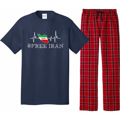 Free Iran Symbol Flag Heartbeat Freedom Love Pajama Set