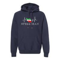 Free Iran Symbol Flag Heartbeat Freedom Love Premium Hoodie