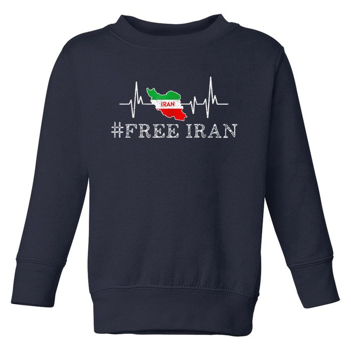 Free Iran Symbol Flag Heartbeat Freedom Love Toddler Sweatshirt