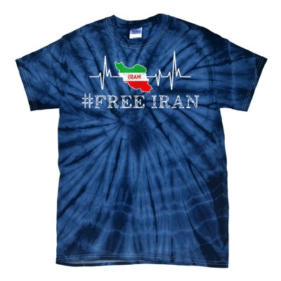 Free Iran Symbol Flag Heartbeat Freedom Love Tie-Dye T-Shirt