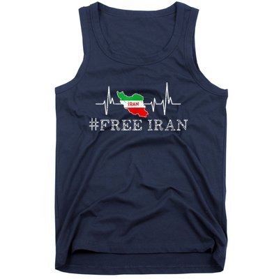 Free Iran Symbol Flag Heartbeat Freedom Love Tank Top