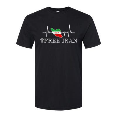 Free Iran Symbol Flag Heartbeat Freedom Love Softstyle CVC T-Shirt