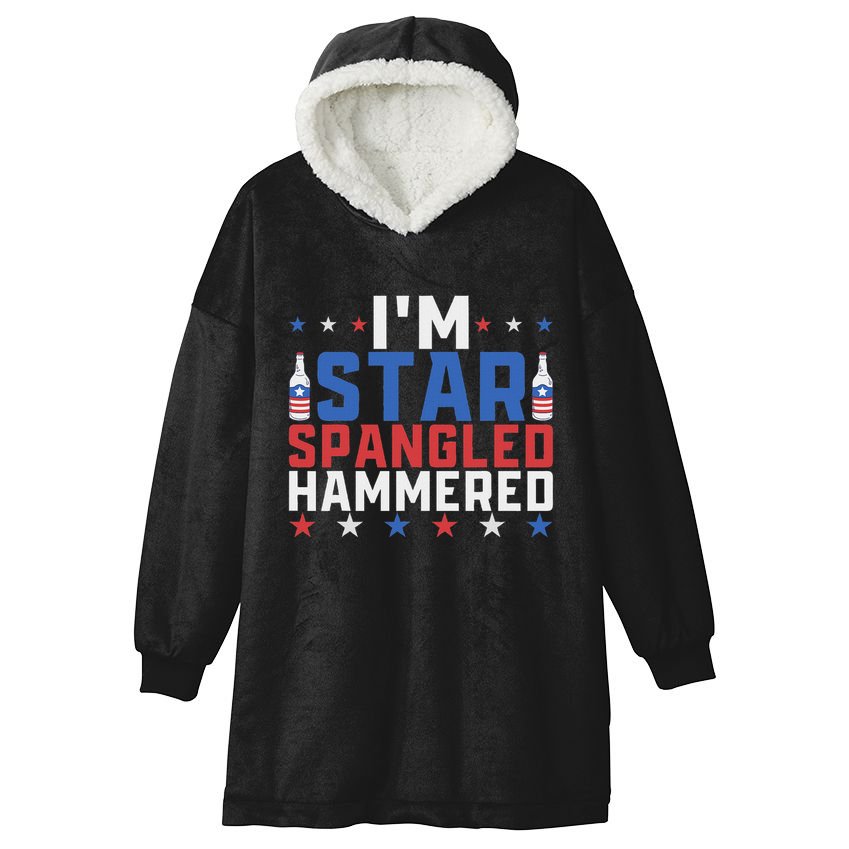 Funny IM Star Spangled Hammered Outfit 4th Of July Hooded Wearable Blanket
