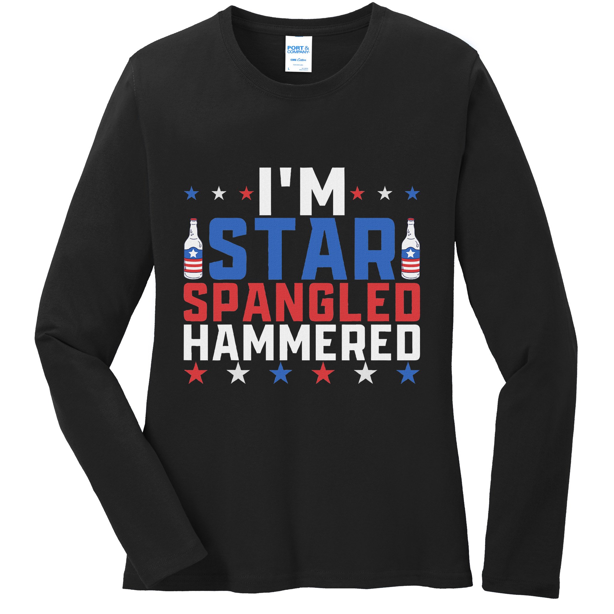 Funny IM Star Spangled Hammered Outfit 4th Of July Ladies Long Sleeve Shirt