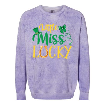 Funny Irish St Patricks Day Shenanigans Little Miss Lucky Funny Gift Colorblast Crewneck Sweatshirt