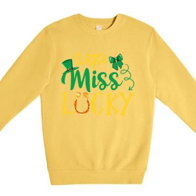 Funny Irish St Patricks Day Shenanigans Little Miss Lucky Funny Gift Premium Crewneck Sweatshirt