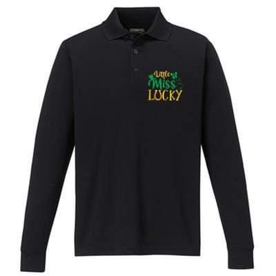 Funny Irish St Patricks Day Shenanigans Little Miss Lucky Funny Gift Performance Long Sleeve Polo