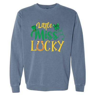 Funny Irish St Patricks Day Shenanigans Little Miss Lucky Funny Gift Garment-Dyed Sweatshirt