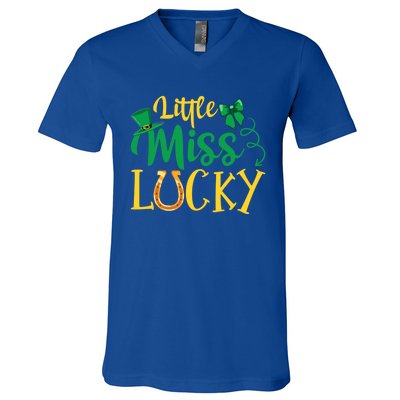 Funny Irish St Patricks Day Shenanigans Little Miss Lucky Funny Gift V-Neck T-Shirt