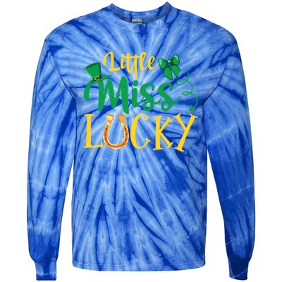 Funny Irish St Patricks Day Shenanigans Little Miss Lucky Funny Gift Tie-Dye Long Sleeve Shirt